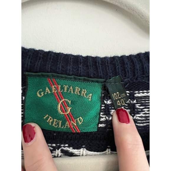 VTG Gaeltarra Ireland Pull Over Sweater Navy and Cotton EU 102cm 40  (M-L) Mens - Picture 4 of 7